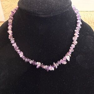 Purple Amethyst Chip Beaded Necklace 925 Sterling Silver Clasp Signed “life” Vtg